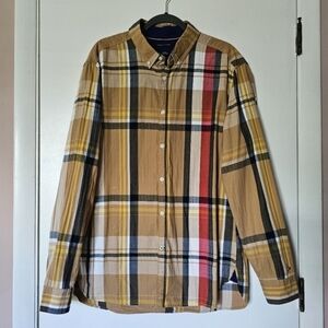 Tommy Hilfiger Burberry style slim fit plaid long-sleeve button-down shirt